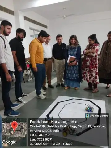 demonstration of bots following black tape path
